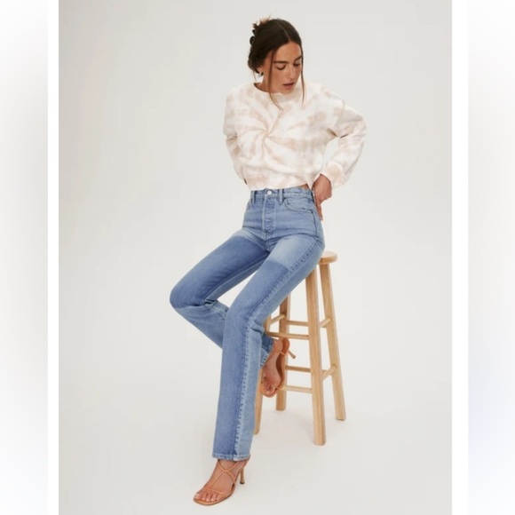 Reformation Denim - Reformation Cynthia shadow high rise long jeans in Niagara